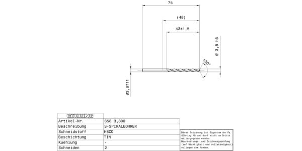 Guhring Jobber drill HSCO TiN Coated - Image 2