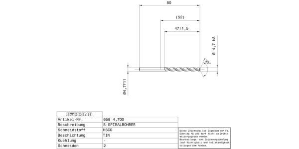 Guhring Jobber drill HSCO TiN Coated - Image 2