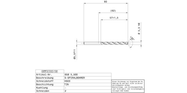 Guhring Jobber drill HSCO TiN Coated - Image 2