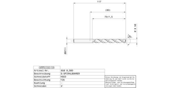 Guhring Jobber drill HSCO TiN Coated - Image 2