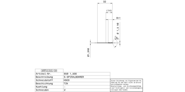 Guhring Stub drill HSCO TiN Coated - Image 2