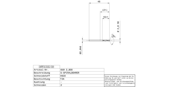 Guhring Stub drill HSCO TiN Coated - Image 2