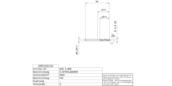 Guhring Stub drill HSCO TiN Coated - Image 2