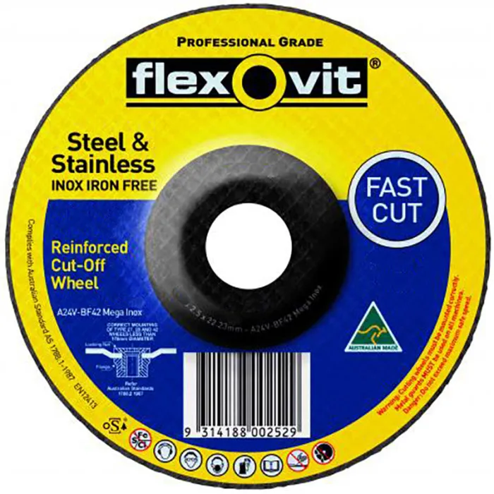 FLEXOVIT 180 x 1.6 x 22.23mm A30V-BF42 MEGA INOX METAL DEPRESSED CENTRE -PREMIUM- ULTRA THIN