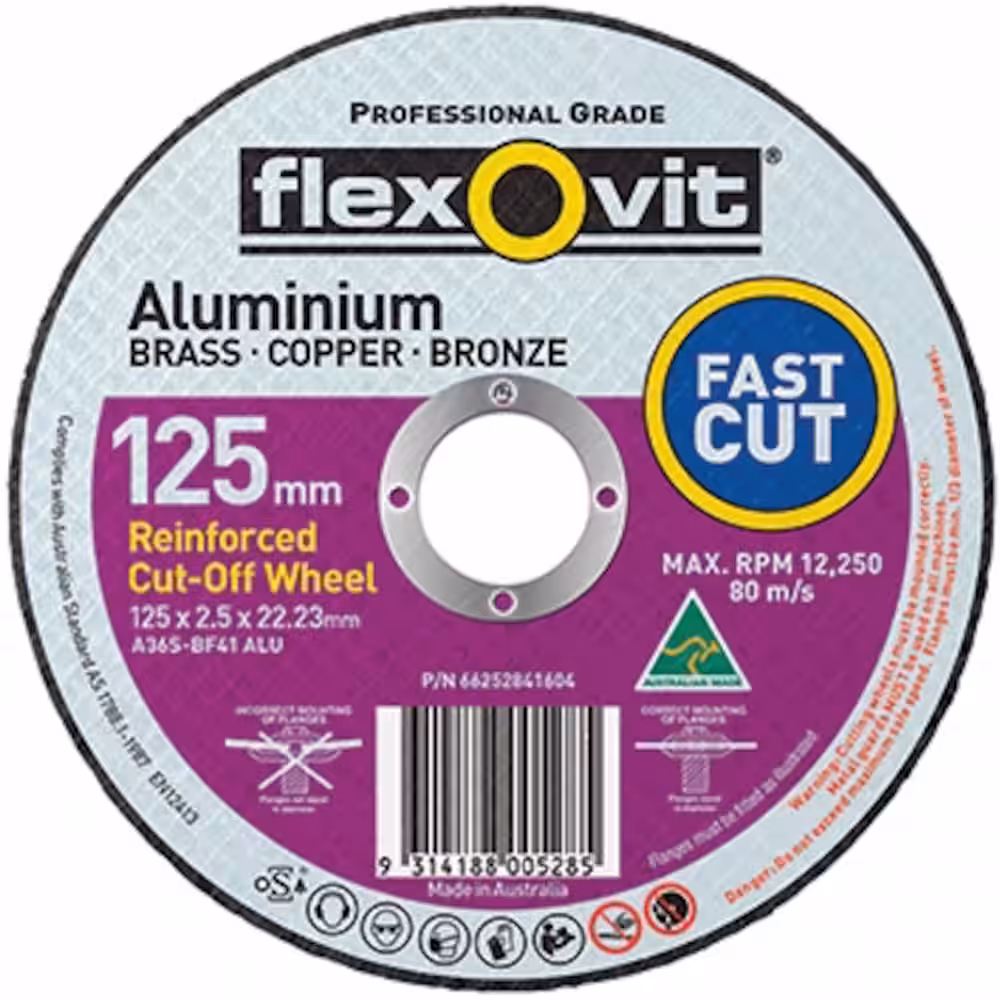 FLEXOVIT 115 x 2.5 x 22.23mm FH38 ALUMINIUM TYPE 41 CUTTING - OFF WHEELS