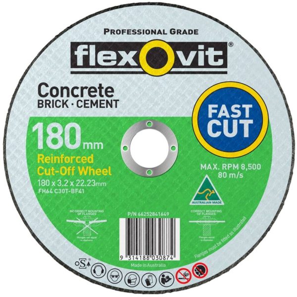 180 x 3.2 x 22.23mm FH64 MASONRY TYPE 41 CUTTING - OFF WHEELS