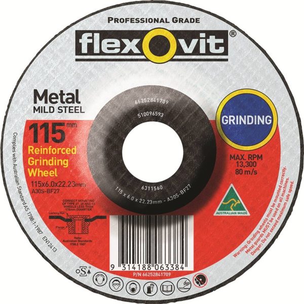 115 x 6.0 x 22.23mm A30S METAL DEPRESSED CENTRE GRINDING - GENERAL PURPOSE