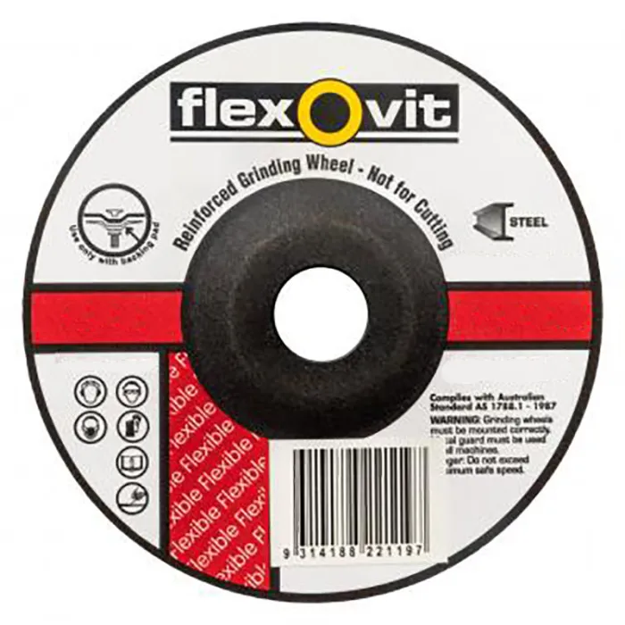 FLEXOVIT 100 x 3.0 x 16.0mm AC46 FLEXIBLE DISC DEPRESSED CENTRE GRINDING