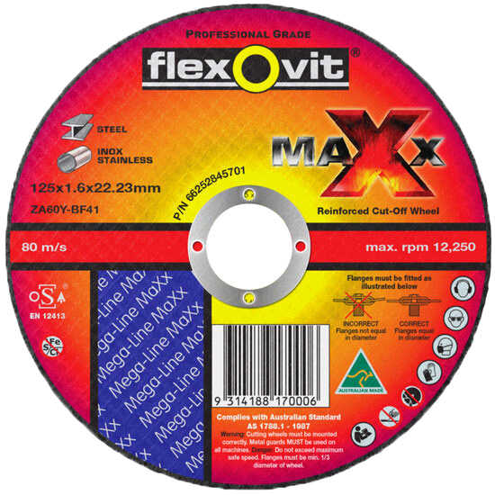 FLEXOVIT 125 x 1.6 x 22.23mm ZA60Y-T41 MAXX INOX