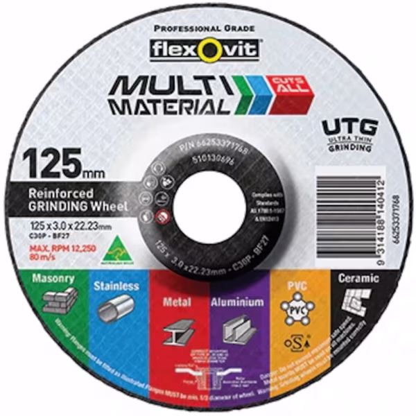 115 x 3.0 x 22.23mm C30/2P ULTRA THIN MULTI MATERIAL DEPRESSED CENTRE GRINDING