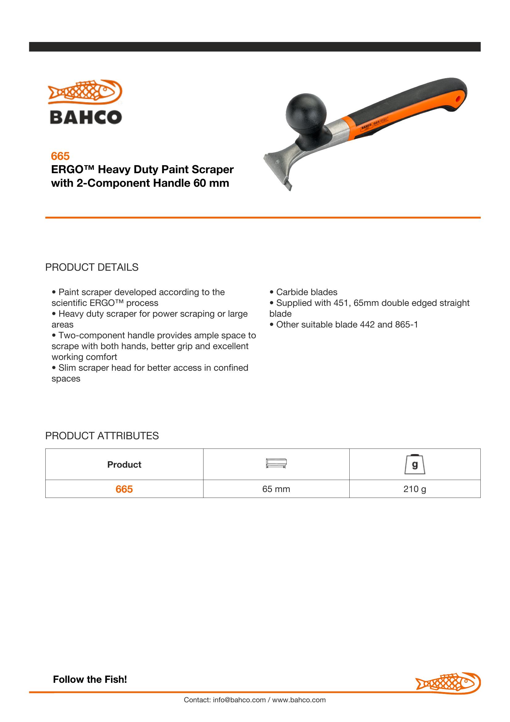 Bahco ERGO Paint Scraper, Heavy Duty (65mm/2.5" Blade) Comfortable, Extra Strong Two Component Handle. - Image 5