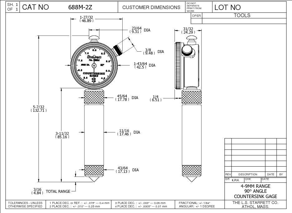 Starrett - Countersink Gage 4-9mm Range 90deg Angle Case - Image 3