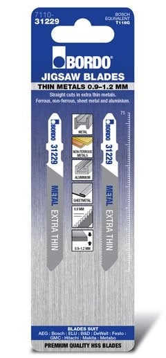 Bordo 75mm x 0.9T Extra Thin Cut Jigsaw Blade - 2Pk