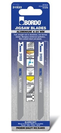 Bordo 100mm x 3T Aluminium Universal Jigsaw Blade 2Pk