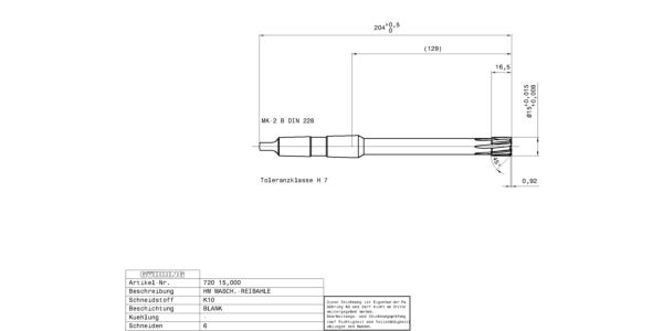 Guhring Machine Reamer Taper Shank Carbide Tipped H7 - Image 2