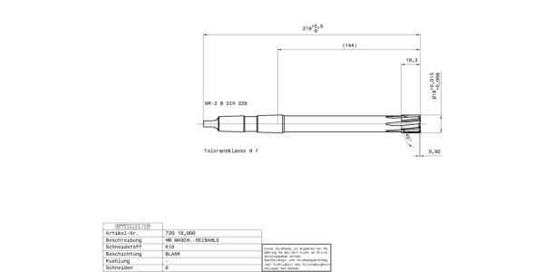Guhring Machine Reamer Taper Shank Carbide Tipped H7 - Image 2