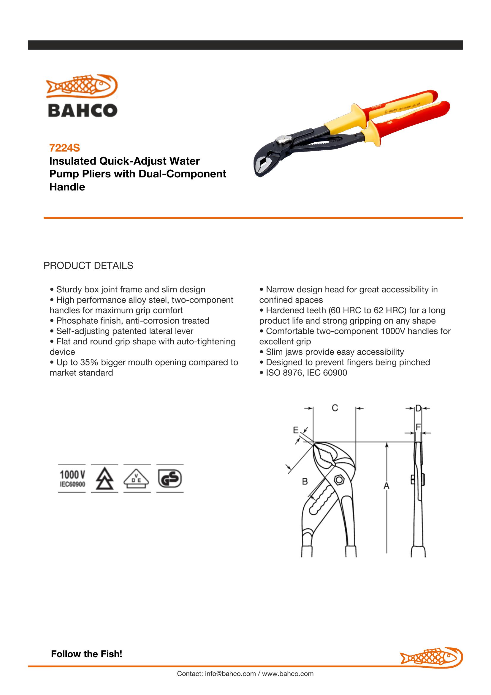 Bahco Slip Joint Plier 250mm 1000V - Image 6