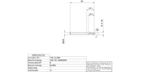 Guhring 90 degree NC-spotting drill Carbide - Image 2