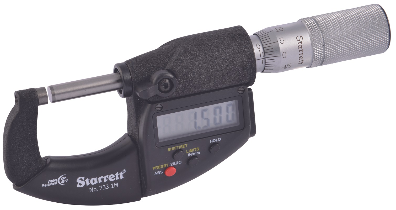 Starrett - Elec. Dig. Mic W/output 0-25mm 0.001mm Metric Grad.