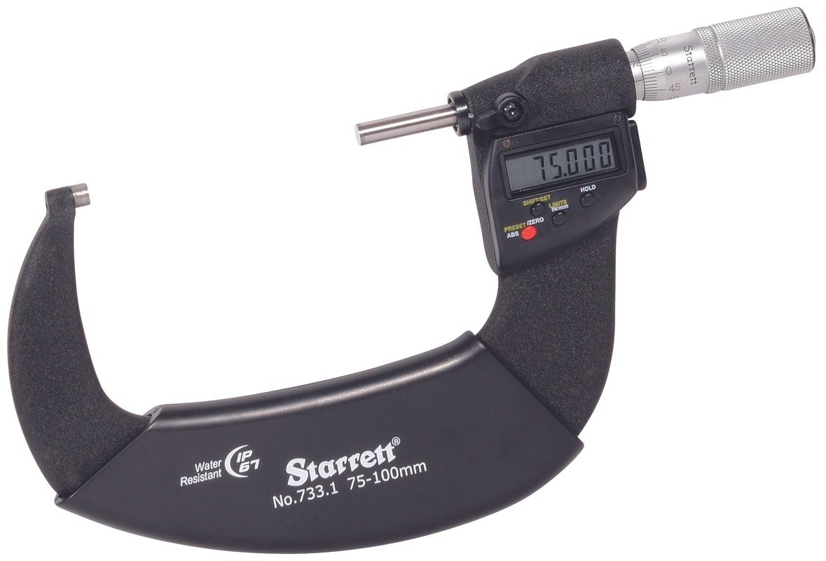 Starrett Elec. Dig. Mic W/output 75-100mm 0.001mm Res. 733.1MEXFLZ-100 Electronic Micrometer