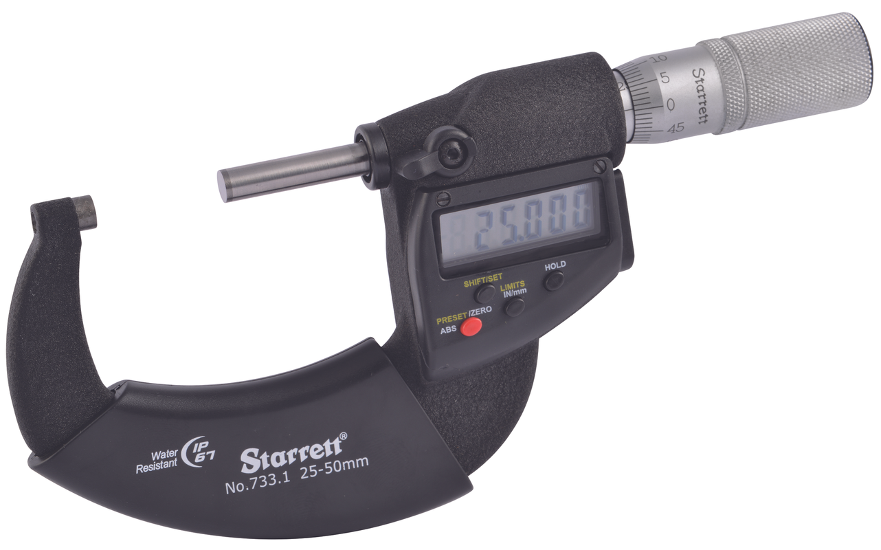 Starrett MICROMETER- ELECTRONIC- 25-50mm 733.1MEXFLZ-50 Electronic Micrometer