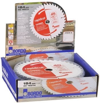 Bordo 184mm x 40T Rapidcut Thin Kerf Blades 10 Pk Box