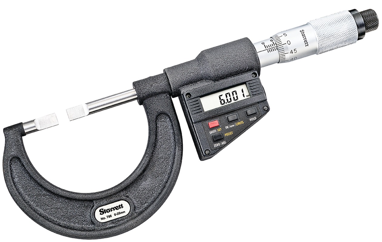 Starrett - Elec. Dig. Blade Type Mic w/Output 0-25mm 0.001mm Res.