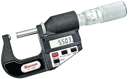 Starrett - Micrometer Elec. Dig. W/output 0-25mm (0-1in) Carbide Faces Rounded Anvil