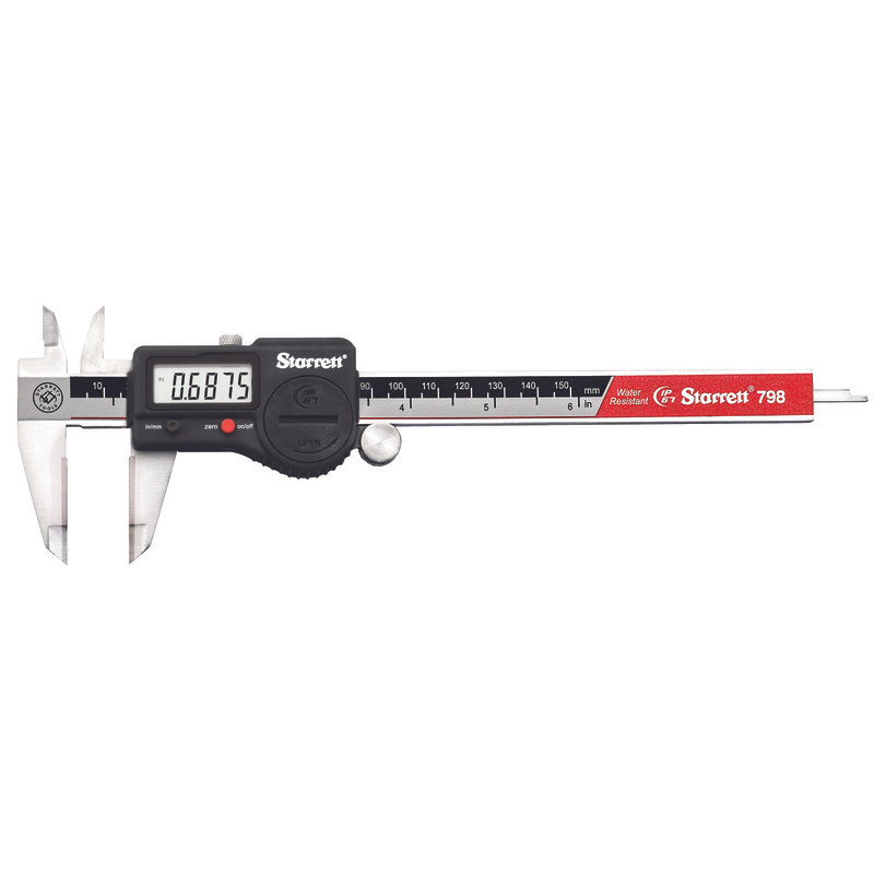 Starrett ELECTRONIC CALIPER- W/OUTPUT- CARBIDE- 0-6 798BX-6/150 IP67 Electronic Caliper with Carbide Jaws