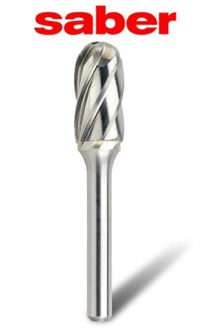 Saber - 1/4" SC-1NF Cylindrical Ball Nose Burr - Non Ferrous - Saber