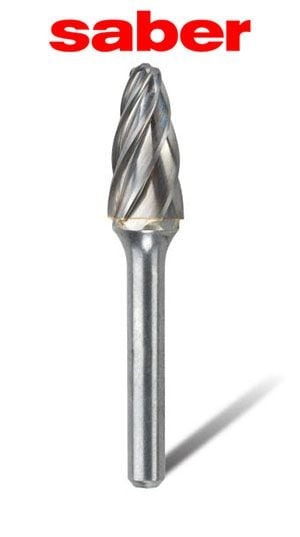 Saber - 3/8" SF-3NF Tree Radius Nose Burr - Non Ferrous - Saber