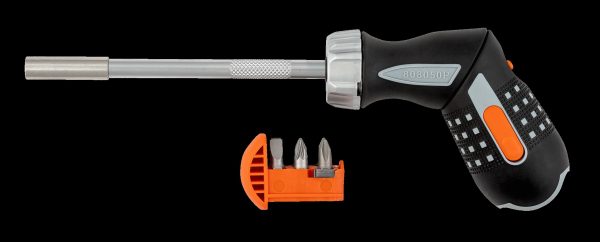 Bahco Screwdriver, ratchet, pistol grip, 250mm long, contains 6 bits: PH1, PH2, PZ1, PZ2, SL 4.5 and SL 5.5 - Image 2