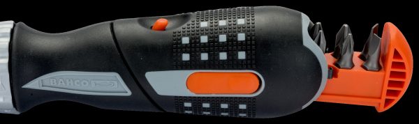 Bahco Screwdriver, ratchet, pistol grip, 250mm long, contains 6 bits: PH1, PH2, PZ1, PZ2, SL 4.5 and SL 5.5 - Image 4