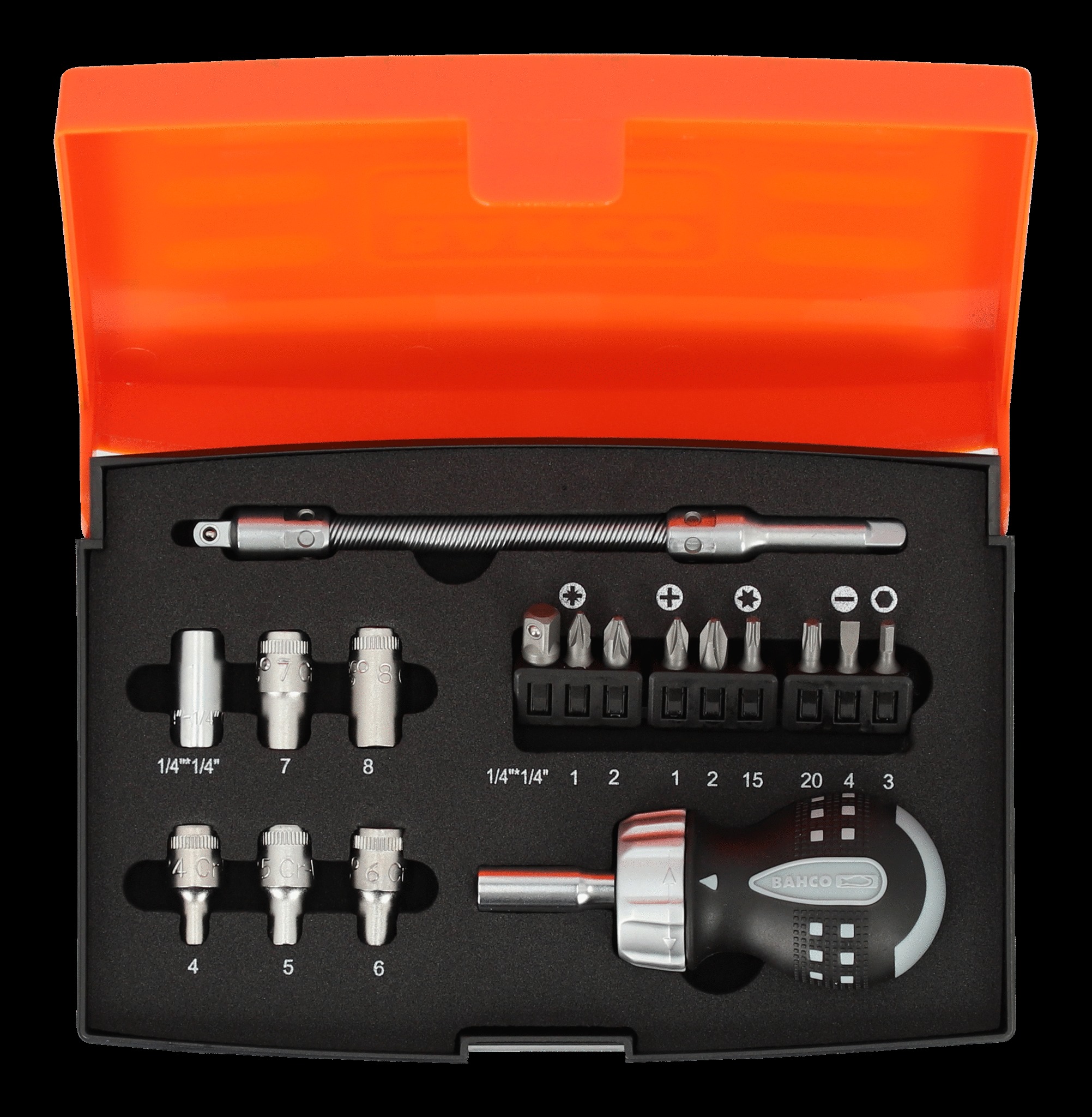 Bahco Screwdriver - stubby ratchet mini screwdriver & socket set - 18 pieces - Image 2
