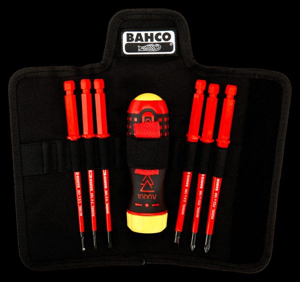 Bahco 7 piece 1000v Ratchet Screwdriver Set with 1000v interchangeable blades - Image 2