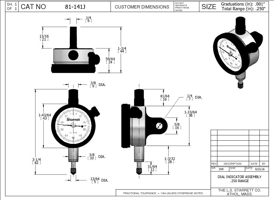 Starrett - Dial Ind. Jewelled 1 11/16in .250in Range .001in Grad - Image 3