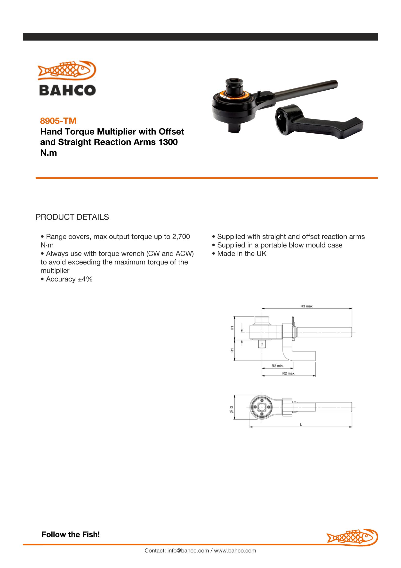 Bahco Automotive Torque Multiplier - 1/2"-3/4" -260-1300 Nm - Image 6