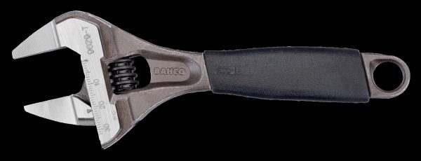 Bahco Adjustable wrench, 8". 200mm, thin jaws, extra wide jaw opening to 38mm - Image 2