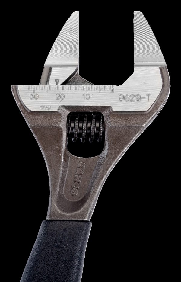 Bahco Adjustable wrench, 8". 200mm, thin jaws, extra wide jaw opening to 38mm - Image 4