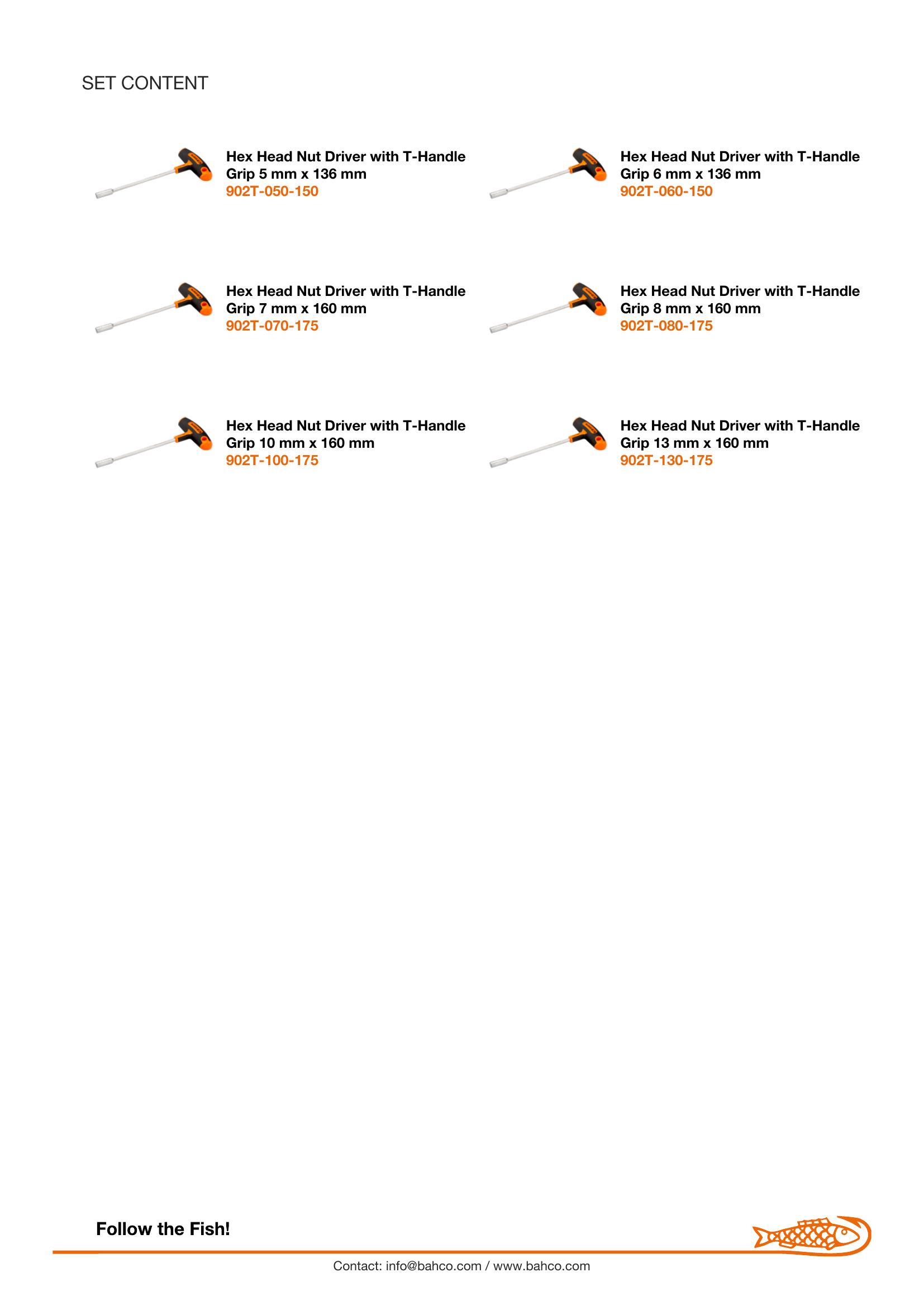 Bahco 6 piece T-Handle Nut Driver Screwdriver Set - Image 6