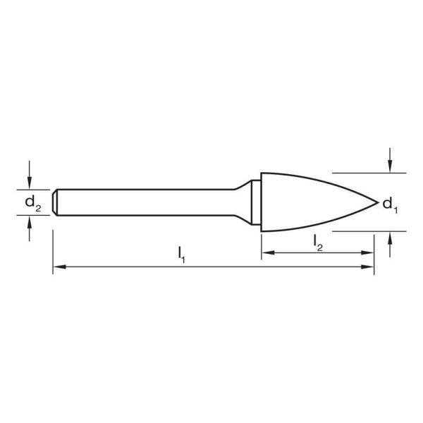 BURR TREE SHAPE POINTED END 6.35x16 x1/4" Double Cut VHM P&N - Image 4