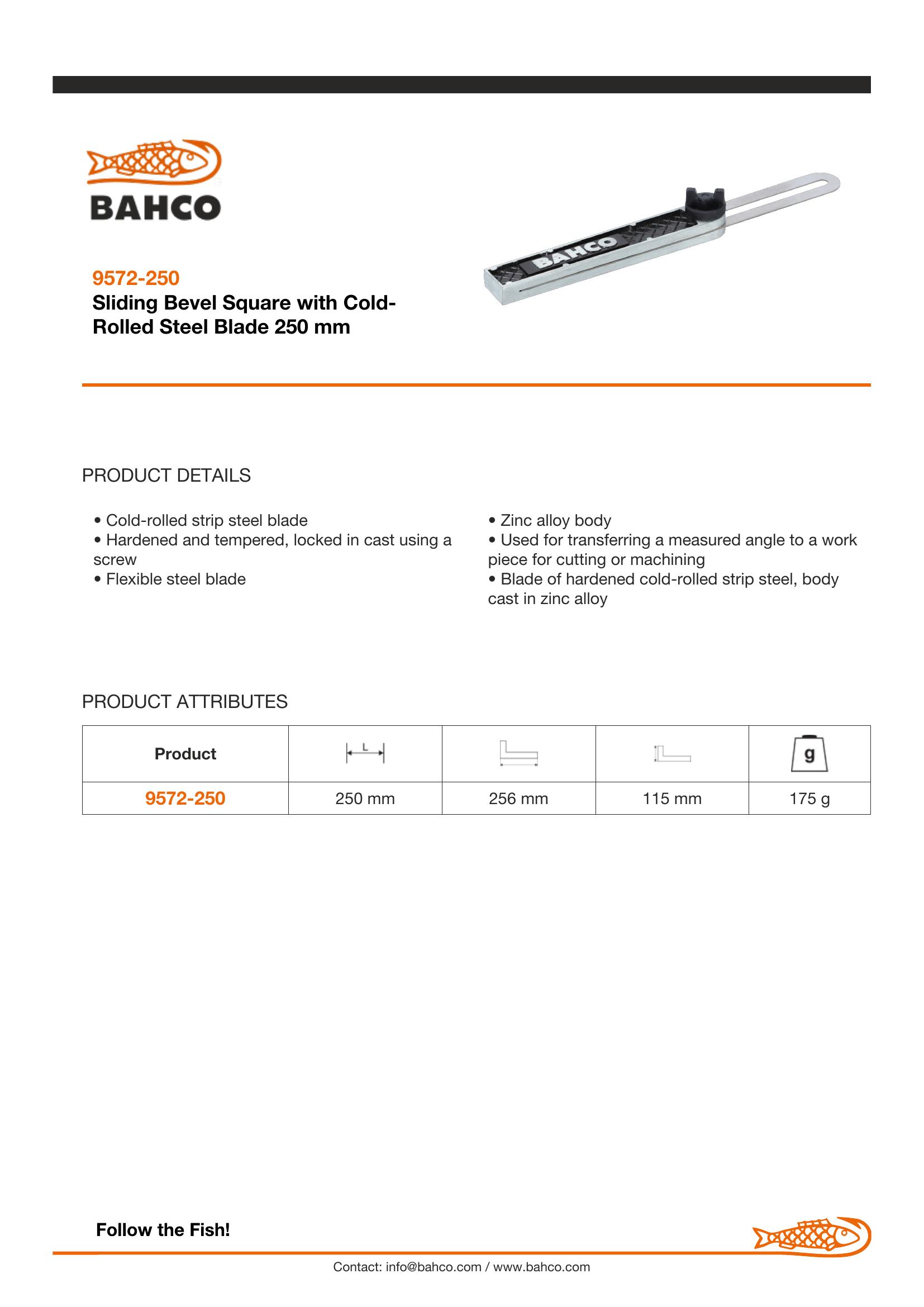 Bahco Sliding bevel, 250mm, 10" - Image 5