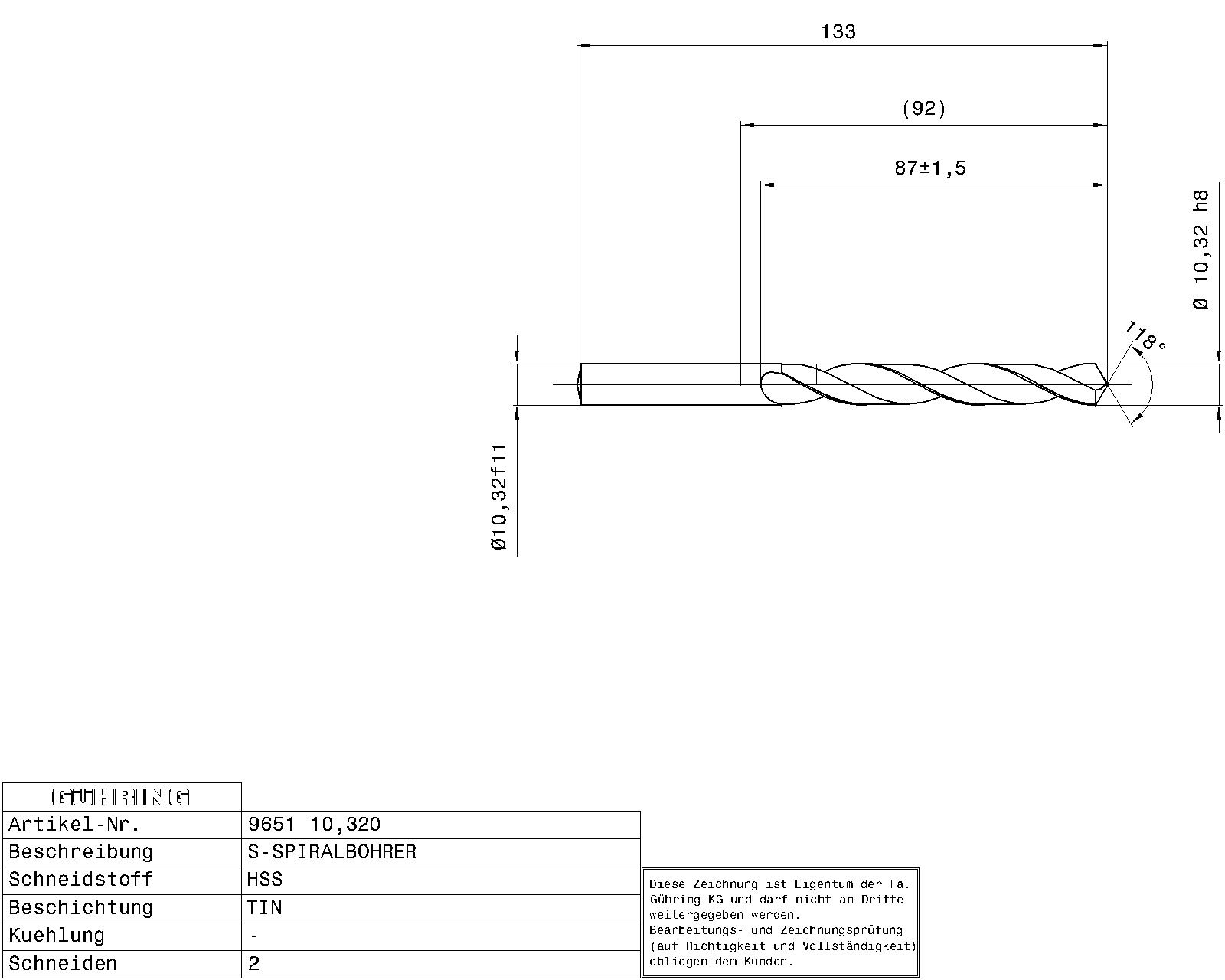 Guhring HSS Tip Coated Drill 13/32" - Image 2