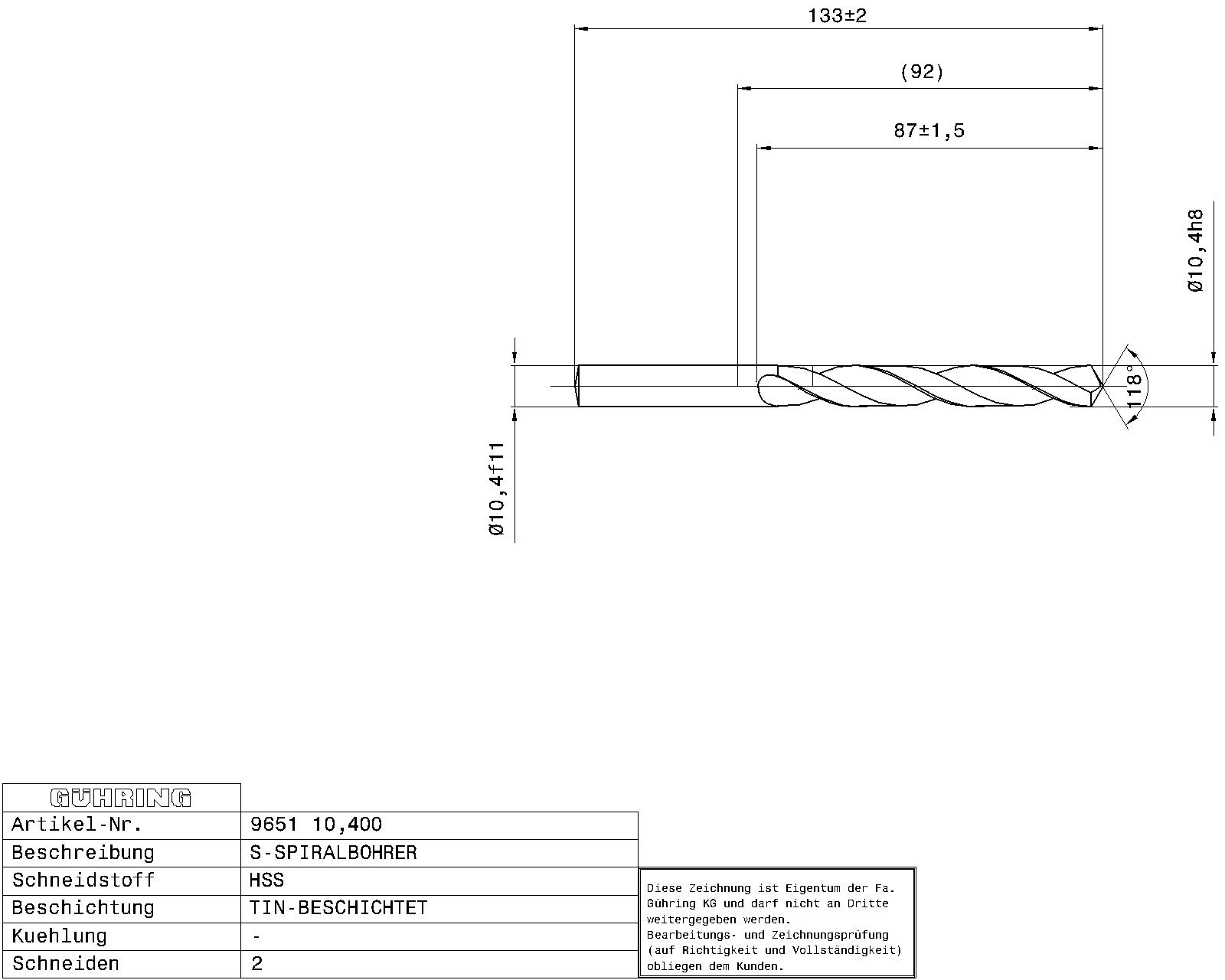 Guhring HSS Tip Coated Drill - Image 2