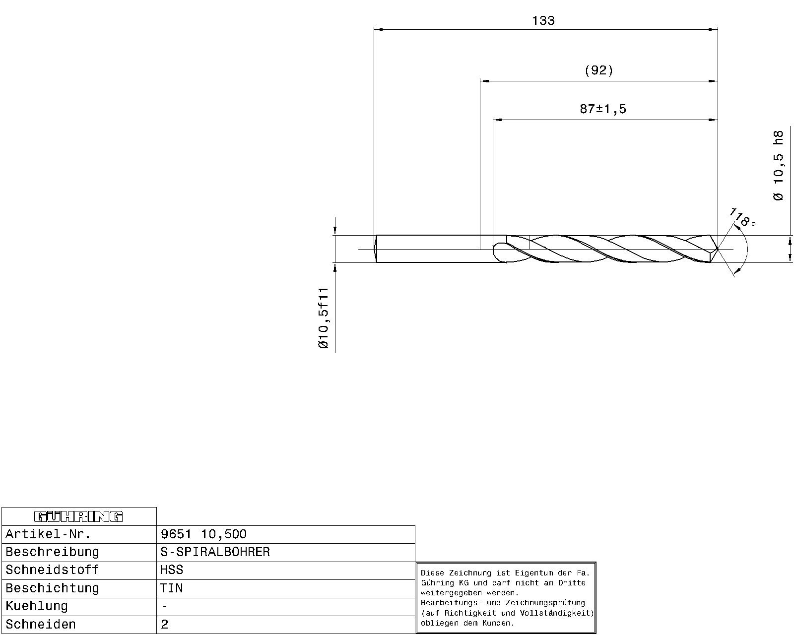 Guhring HSS Tip Coated Drill - Image 2
