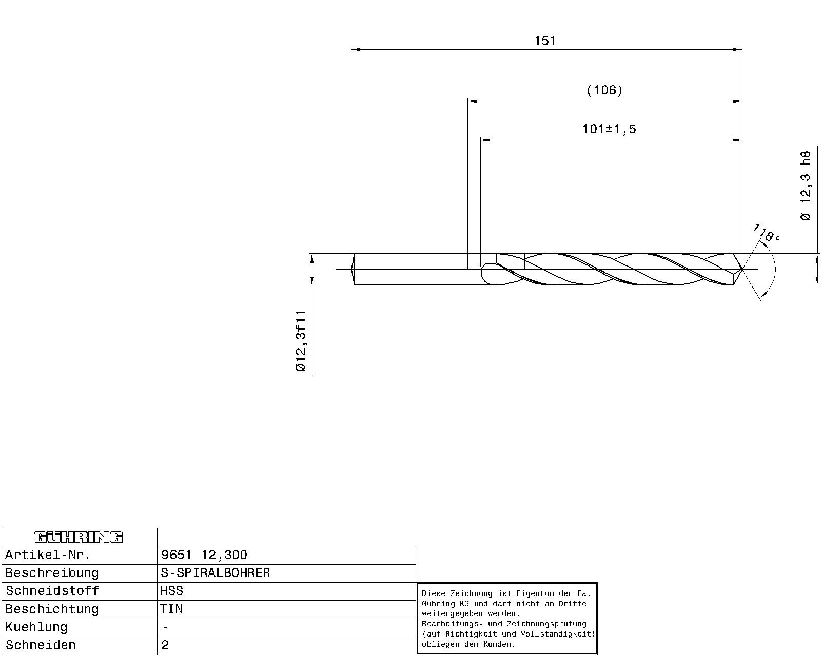 Guhring HSS Tip Coated Drill 31/64" - Image 2
