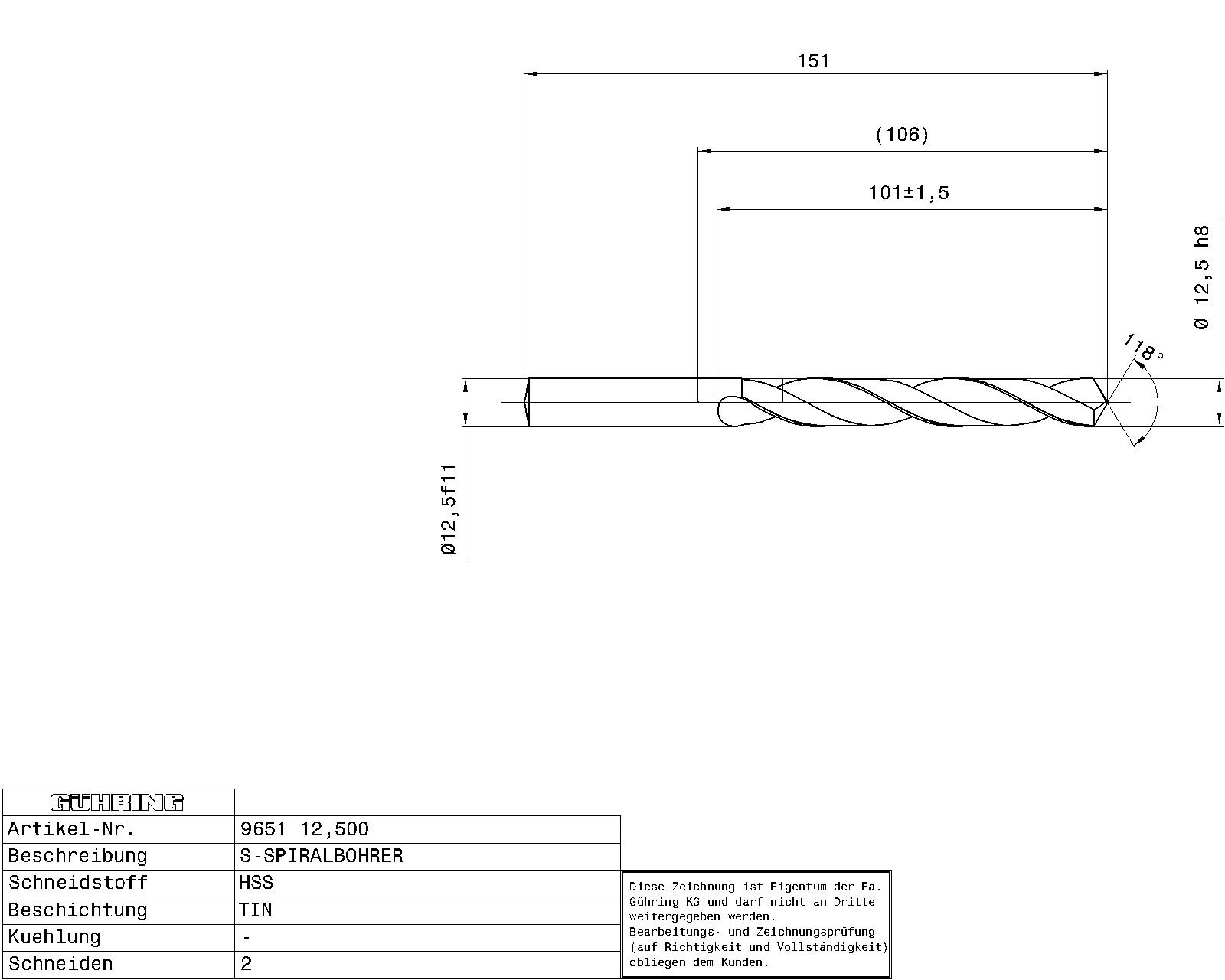 Guhring HSS Tip Coated Drill - Image 2