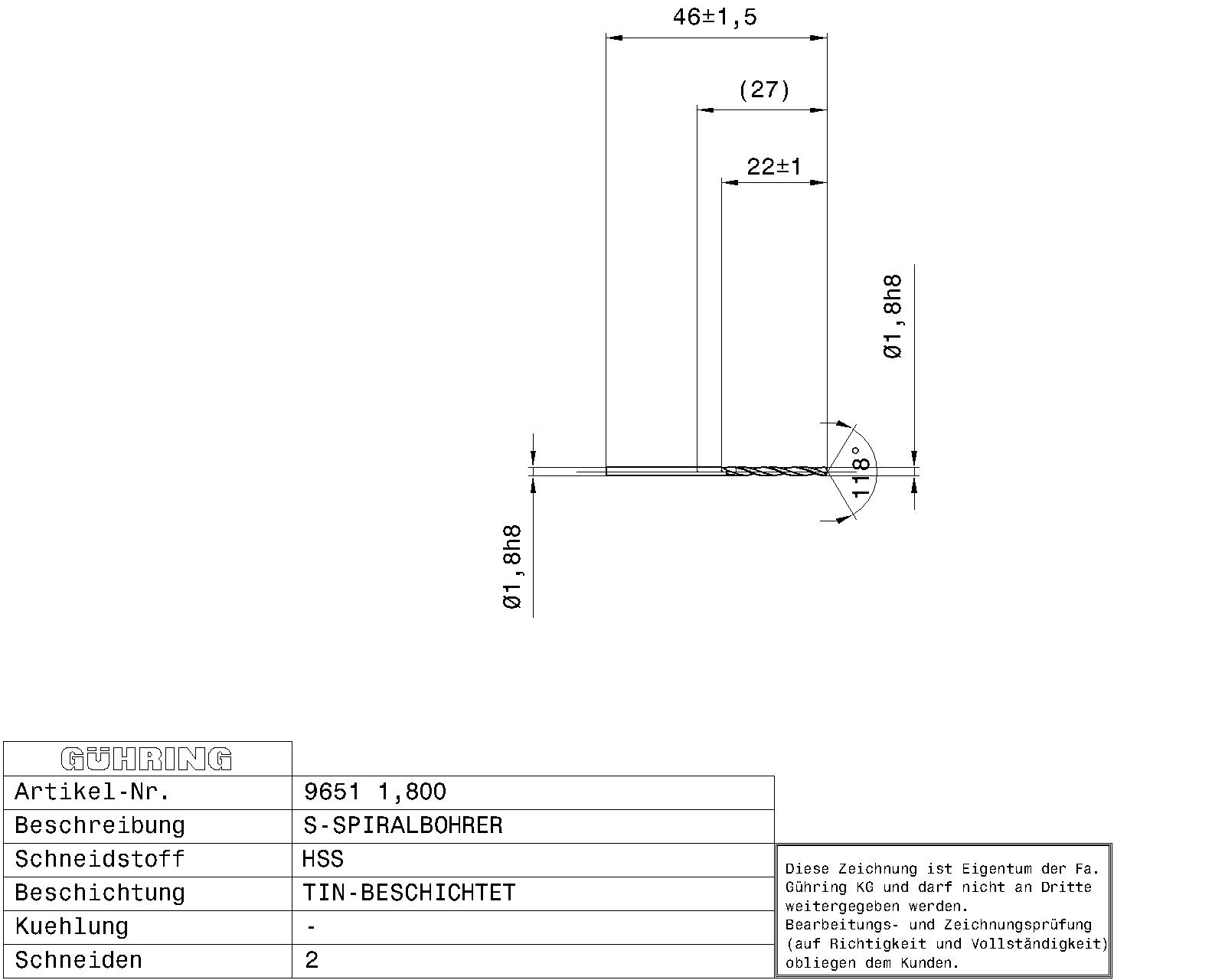 Guhring HSS Tip Coated Drill - Image 2