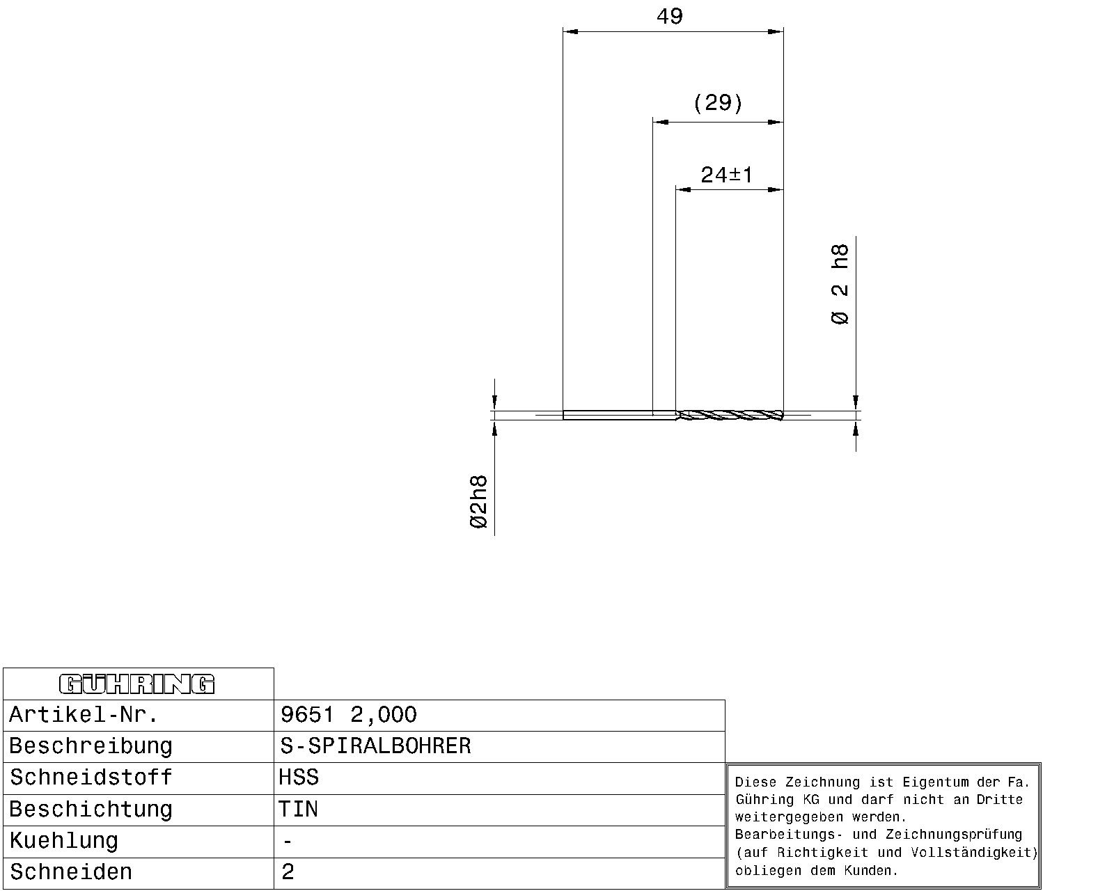 Guhring HSS Tip Coated Drill - Image 2