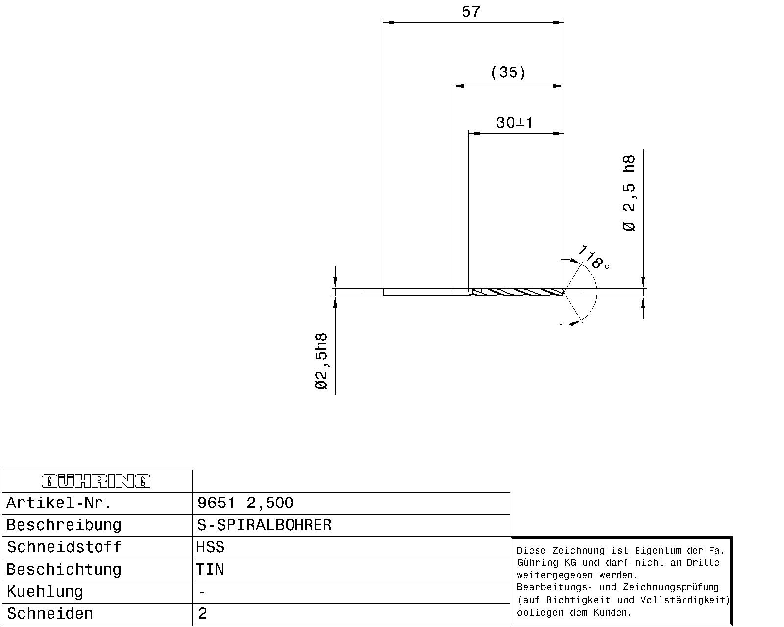 Guhring HSS Tip Coated Drill - Image 2